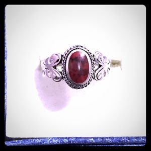Red Turquoise sterling silver ring